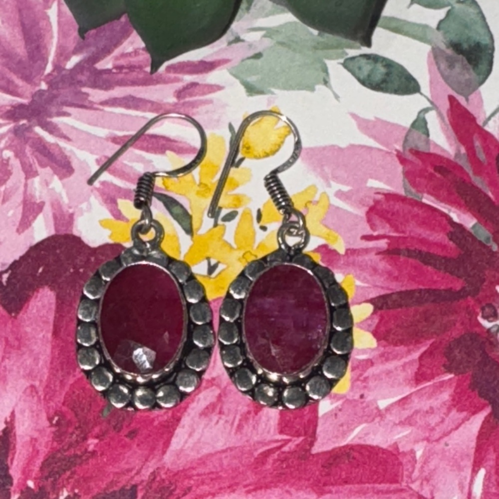 Ruby Silver Earrings - image 2
